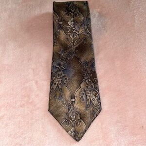 Vintage Cambridge Classics for Mervyns brown tan floral silk tie